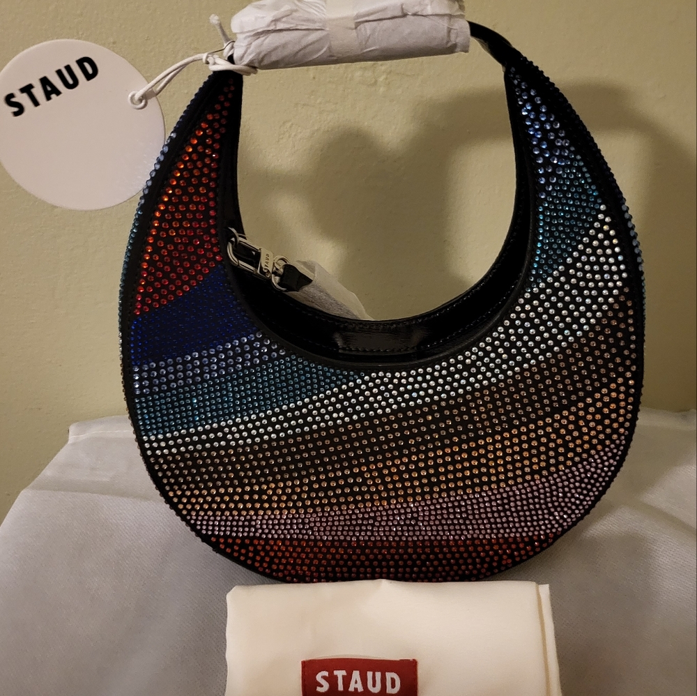 STAUD Multicolor Crystal-Embellished Crescent Crossbody Bag - Picture 12 of 15